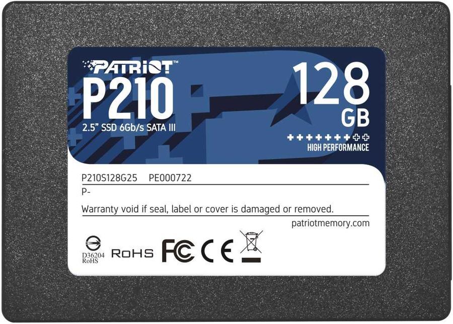 Накопитель SSD Patriot Patriot P210 P210S2TB25/SATA III/128GB /Скорость чтения 450МБайт/с Скорость записи 430МБайт/с