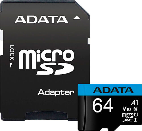 Карта памяти A-DATA MICRO, SDXC, 64 GB, CLASS 10, W/A (AUSDX64GUICL10A1-RA1) MICRO SDXC 64 GB CLASS 10 W/A (AUSDX64GUICL
