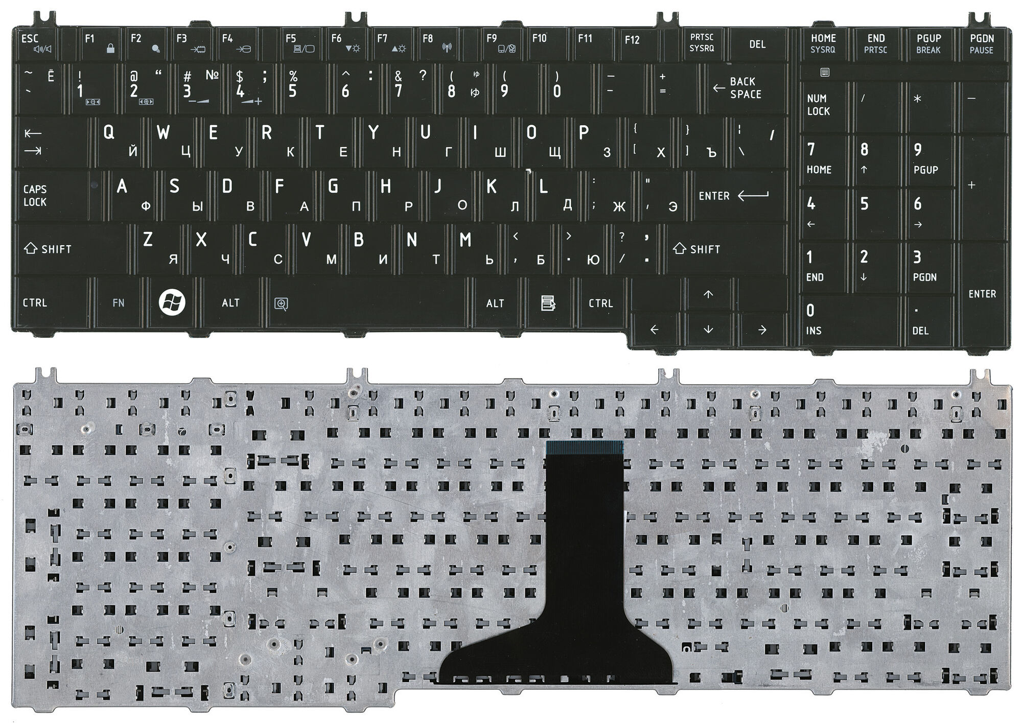 Клавиатура для ноутбука Toshiba C650 C660 L650 L750 глянцевая p/n: NSK-TN00R, NSK-TN0SC, NSK-TN0SU