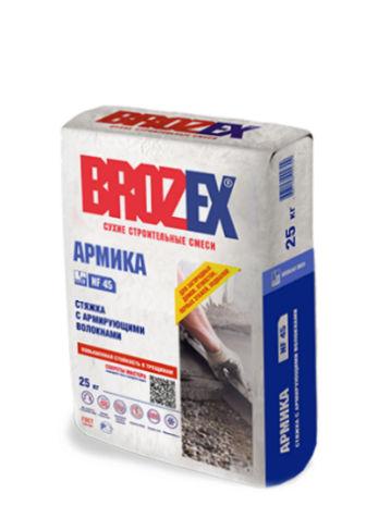 Brozex АРМИКА NF 45 стяжка с армирующим волокном, 25 кг