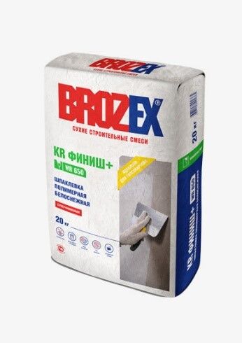 BROZEX KR Финиш + WR 650 белоснежный шпаклевочная смесь, 20 кг