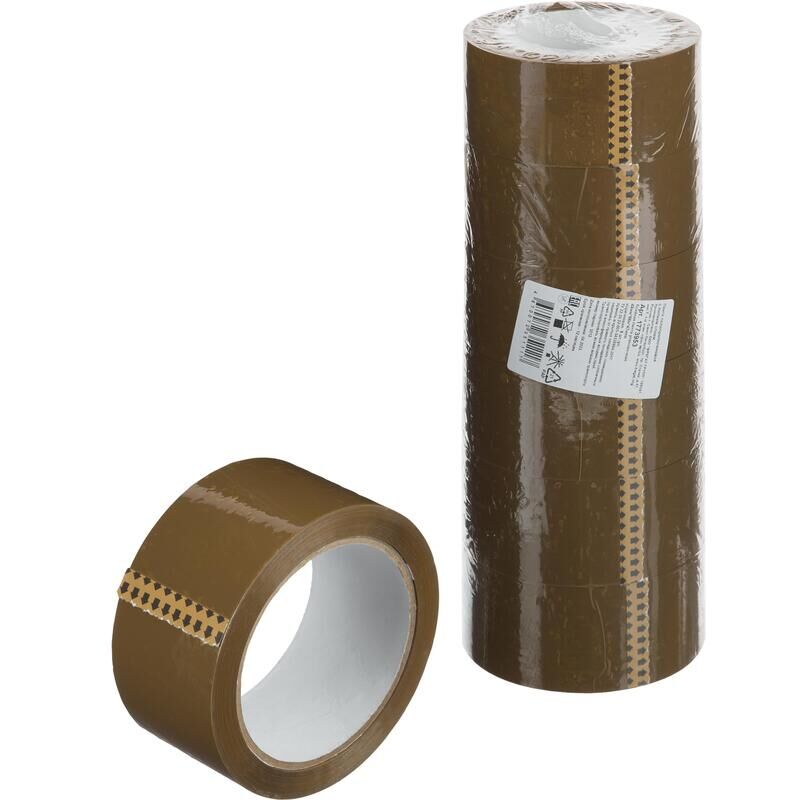 Клейкая лента упаковочная 48 мм х 66 м 47 мкм коричневая (6 штук в упаковке) NoName