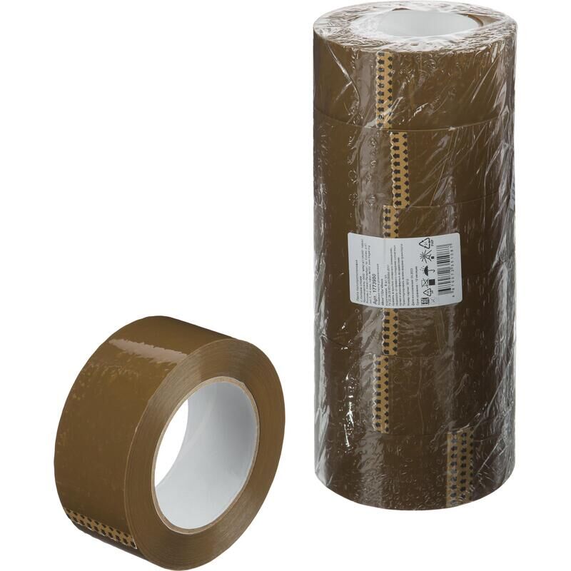 Клейкая лента упаковочная 48 мм х 132 м 45 мкм коричневая (6 штук в упаковке) NoName