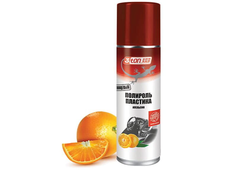 Полироль пластика Апельсин глянец 3TON spray, 335мл