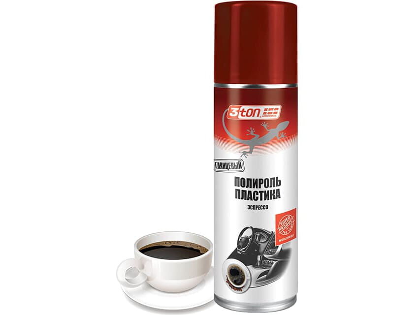 Полироль пластика Кофе Эспрессо глянец 3TON spray, 335мл