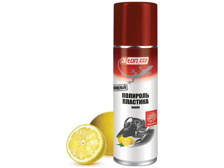Полироль пластика Лимон глянец 3TON spray, 335мл