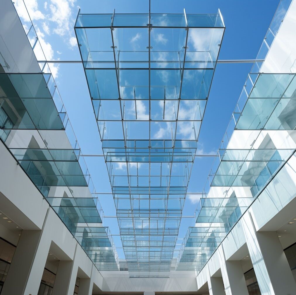 Потолок подвесной из стеклянных панелей glasmarte GM KUB