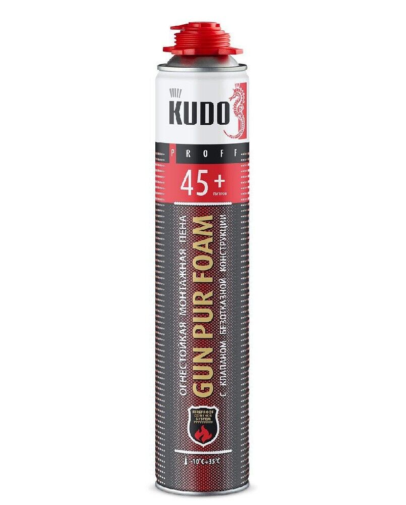 Пена монтажная KUDO PROFF 45+ противопожарная всесезонная профи 900 г / KUPPF10U45+