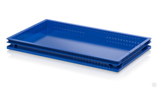 Ящик (лоток) для хлеба, овощей и фруктов перфорированные стенки сплошное дно синий 