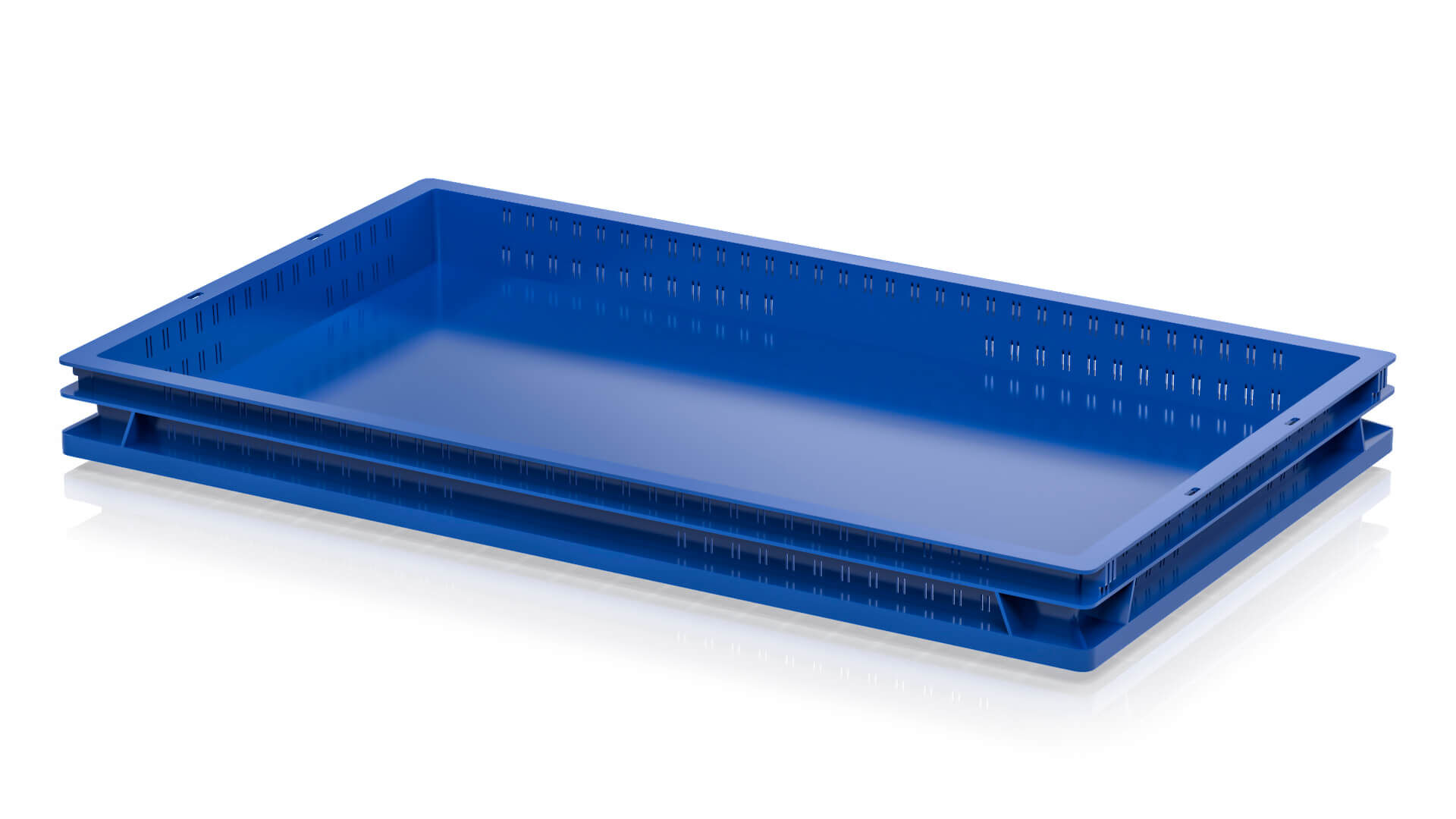 Ящик (лоток) для хлеба, овощей и фруктов перфорированные стенки сплошное дно синий