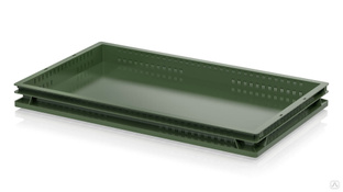 Ящик (лоток) для хлеба, овощей и фруктов перфорированные стенки сплошное дно зеленый 