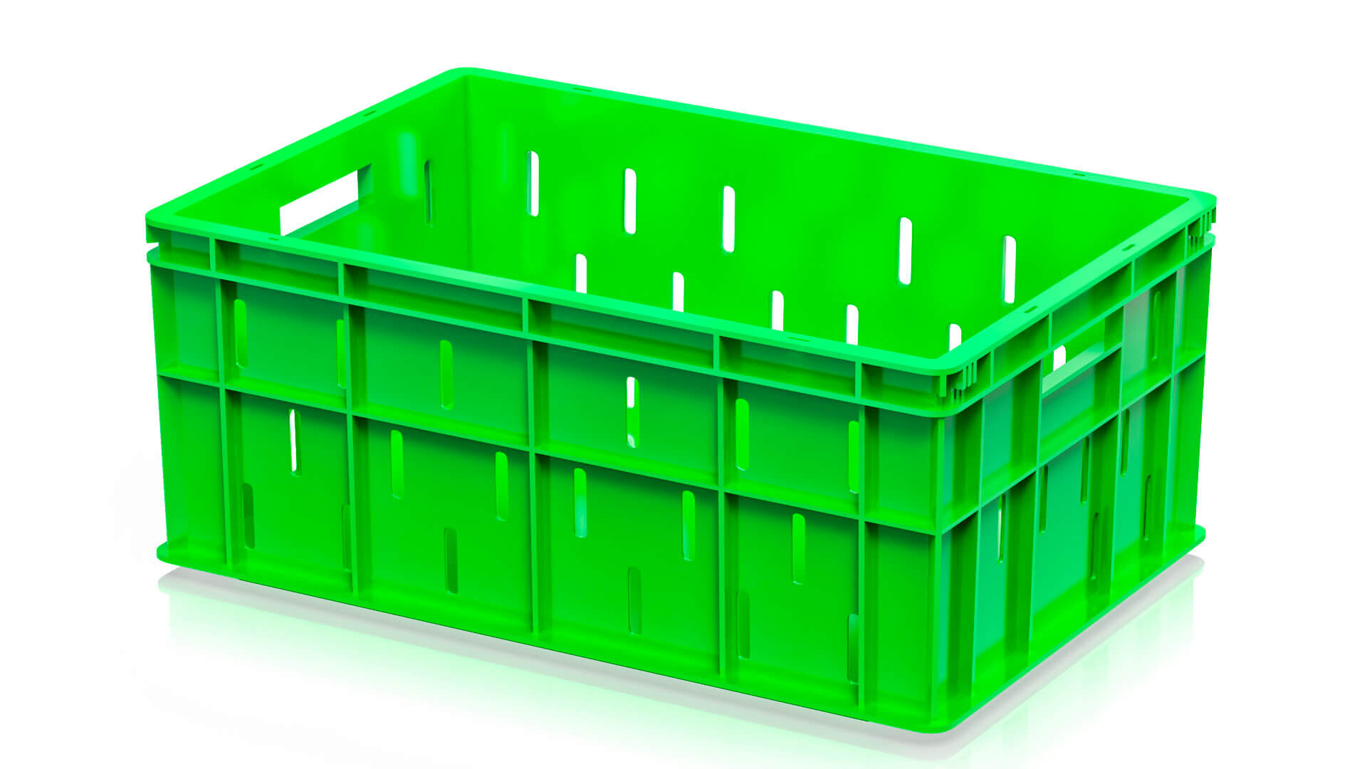 Ящик для молока, мяса, овощей и фруктов малая перфорация дно сплошное светло-зеленый