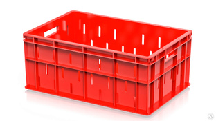 Ящик для молока, мяса, овощей и фруктов малая перфорация дно сплошное красный 