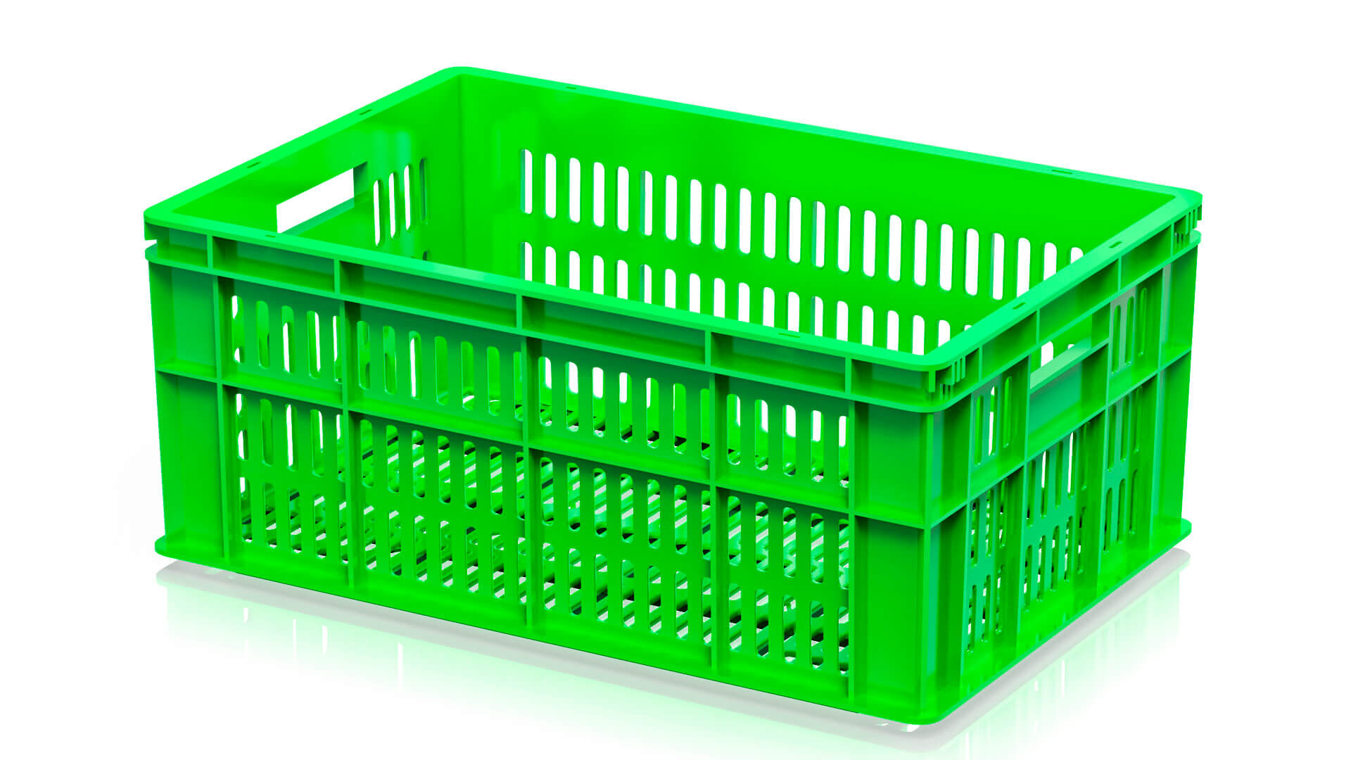 Ящик для молока, мяса, овощей и фруктов большая перфорация дно перфорированное светло-зеленый