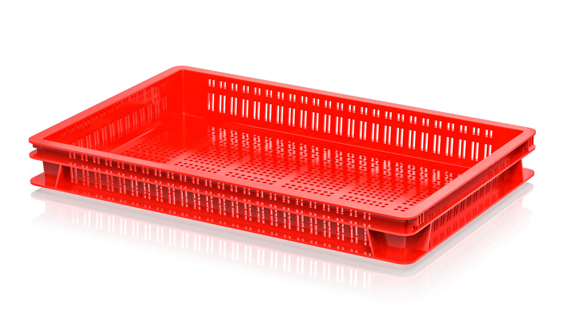 Ящик для полуфабрикатов перфорированный красный