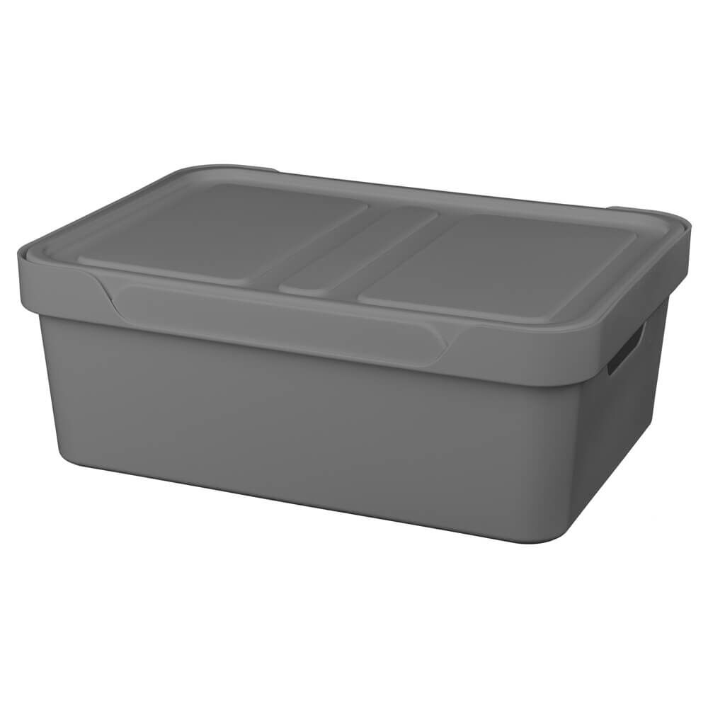Ящик с крышкой универсальный Luxe 12 л (серый)