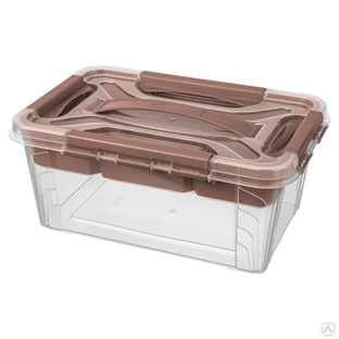 Ящик для хранения универсальный с замками, вставкой-органайзером и декором Grand Box 4,2 л (коричневый) 