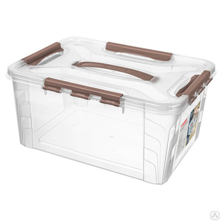 Ящик для хранения универсальный с замками и ручкой Grand Box 15,3 л (коричневый) 