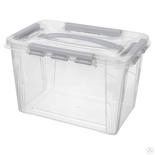 Ящик для хранения универсальный с замками и ручкой Grand Box 6,65 л (светло-серый) 