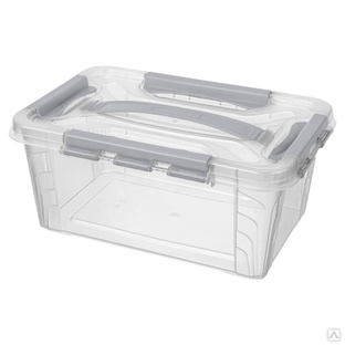 Ящик для хранения универсальный с замками и ручкой Grand Box 4,2 л (светло-серый) 