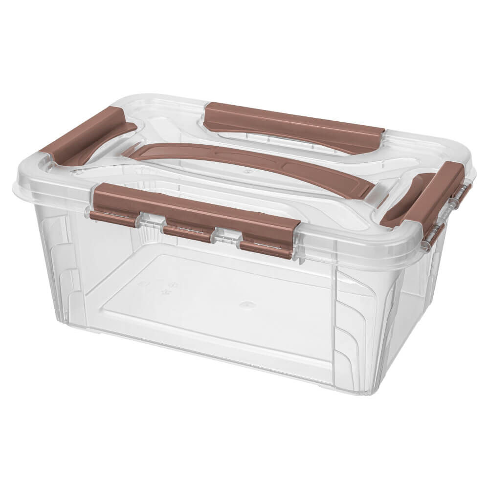 Ящик для хранения универсальный с замками и ручкой Grand Box 4,2 л (коричневый)