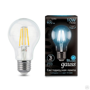 Лампа светодиодная филаментная Black Filament 10 Вт A60 4100К E27 Gauss 102802210 