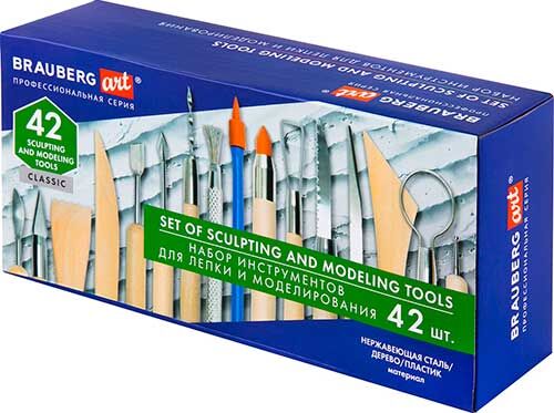 Набор инструментов для лепки и моделирования Brauberg 42 шт. в подарочной коробке, ART CLASSIC, 271175 42 шт. в подарочн