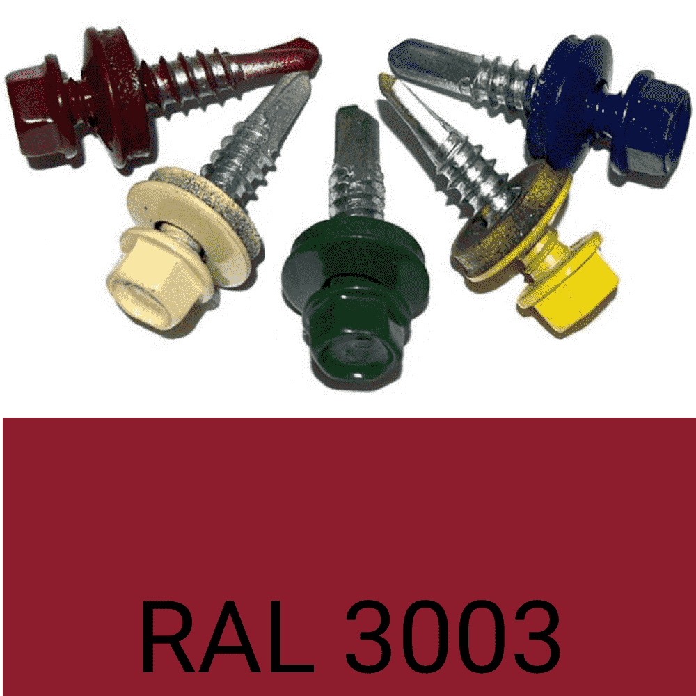 Саморез для крепления кровельных материалов к металлическим конструкциям RAL 3003 красный 5,5х19 мм