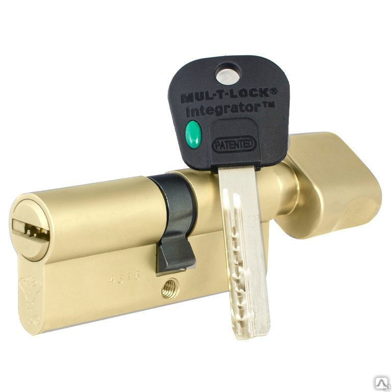 Цилиндровый механизм для замка Mul-T-Lock Integrator ключ-вертушка 71 мм 33/38 золото