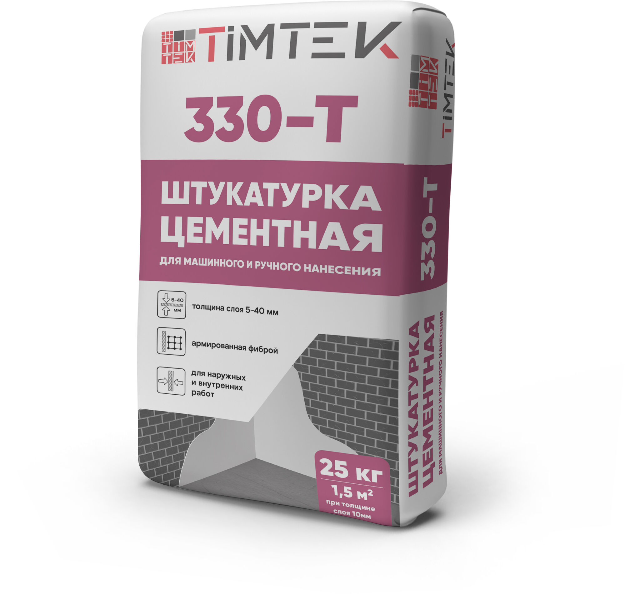 Штукатурка цементная Timtek 330-T для машинного и ручного нанесения 5-40 мм 25 кг 54 шт/пал.