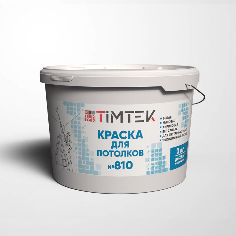 Краска для потолков Timtek 810 Супер белая 3 кг 144 шт/пал 3
