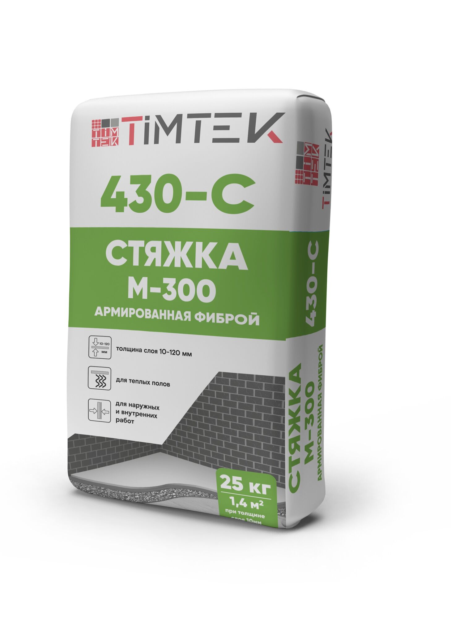 Стяжка М-300 армированная фиброй Timtek 430-C 10-120 мм тёплый пол 25 кг 54  шт/пал 02890, цена в Симферополе от компании СТРОЙ МИР Симферополь