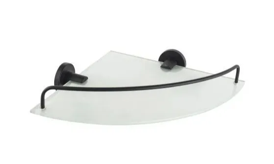 Полка для ванной стеклянная угловая, цвет черный, D-Lin D264111