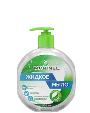 Жидкое мыло с дозатором на натуральных компонентах MORINEL с ароматом алоэ вера 0,5 л