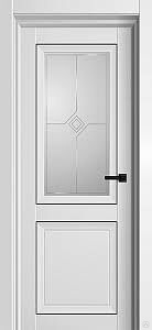 Межкомнатная дверь Деканто Белый бархат остекленная #1