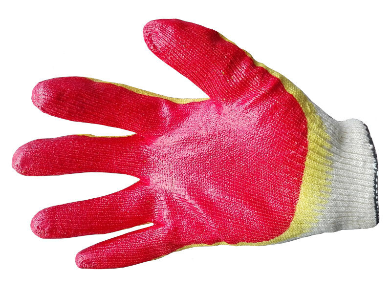 Перчатки рабочие х/б с 2-м латексным покрытием желто-красные 3