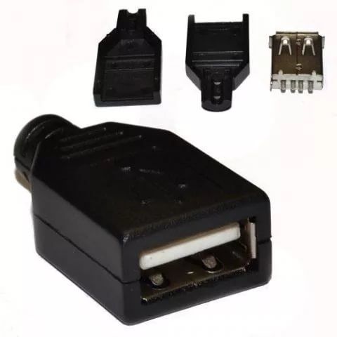 Гнездо на кабель USB-A 4pin в корпусе