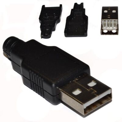 Штекер на кабель USB-A 4pin в корпусе