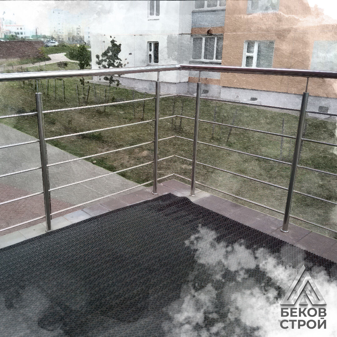 Ограждение из нержавеющей стали для балконов, террас и лоджий (марка AISI 304) до 5 ригелей, противоударные