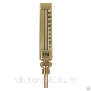 Термометр виброустойчивый прямой 0-100 градусов резьба М20х1,5, ножка 45 мм. 