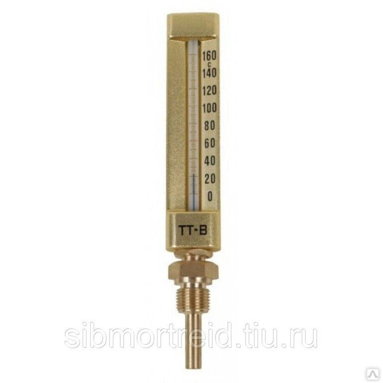 Термометр виброустойчивый прямой 0-100 градусов резьба М20х1,5, ножка 45 мм.