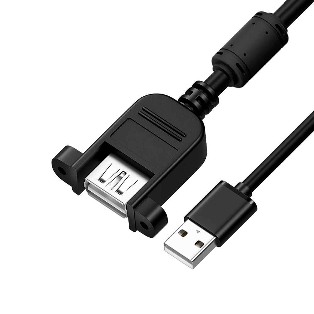 Удлинитель USB 2.0 GCR с креплением под винт, черный AM / AF