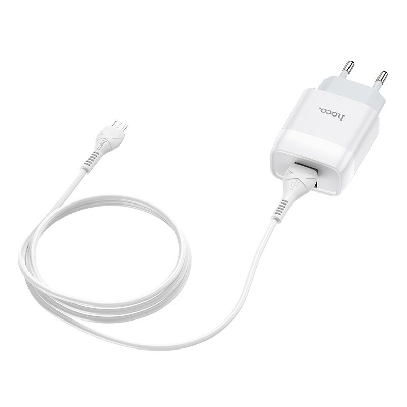 Адаптер постоянного тока Hoco C-73A, 2хUSB 5В,2,4А + кабель micro USB (белый) 4