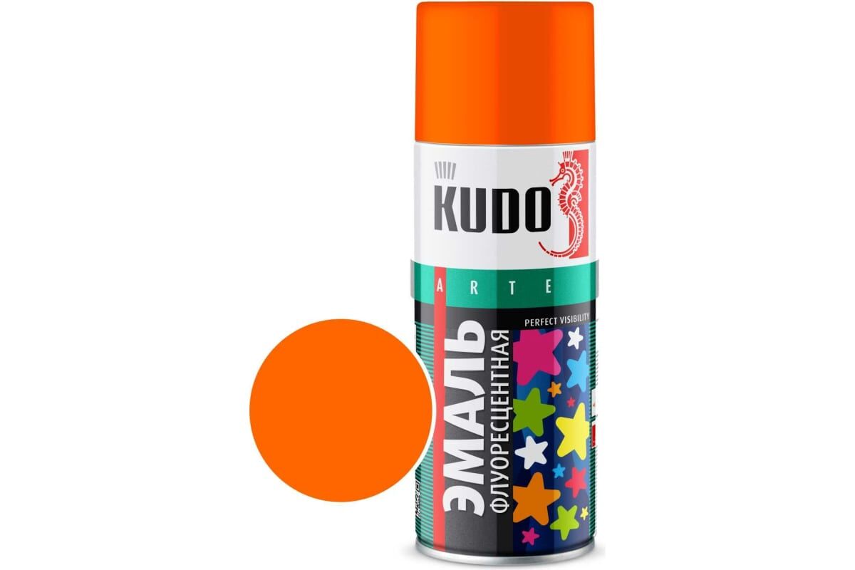 KUDO Эмаль флуоресцентная оранжево-желтая, аэрозоль 520 ml. /6 KU-1205 ПОД ЗАКАЗ