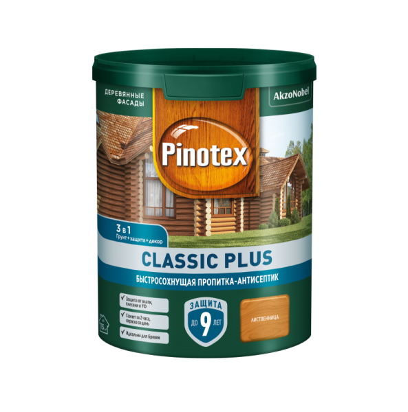 Pinotex CLASSIC plus 3 в 1 пропитка Лиственница 0,9 л.5727618 (был 5479761)