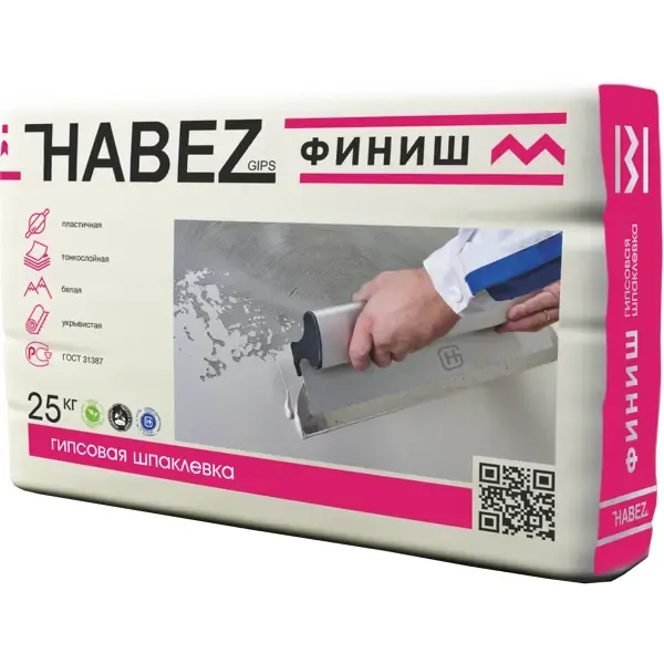 Шпаклёвка гипсовая финишная Habez Финиш 25 кг HABEZ