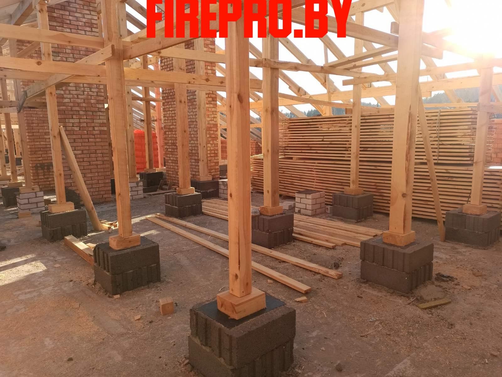 Работы по огнезащите деревянных конструкций