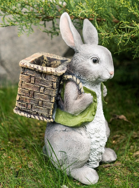 Фигурка садовая, гипсовая, "Заяц с корзинкой" размер 58х26см