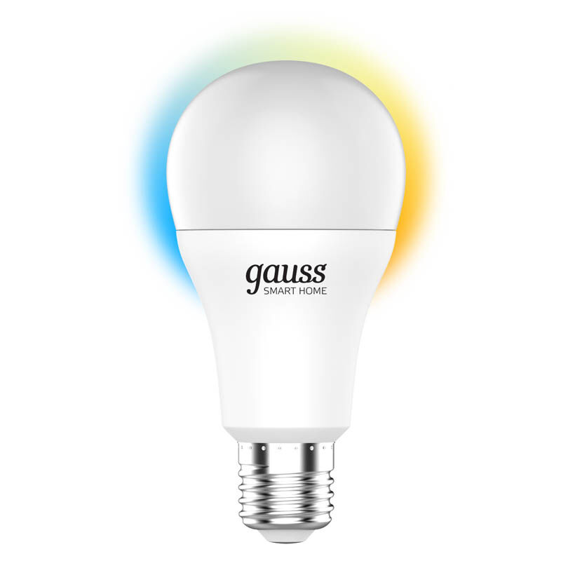 1080112, Умная светодиодная лампа Gauss IoT Smart Home E27, 1 055лм, грушевидная, тёплый белый/белый