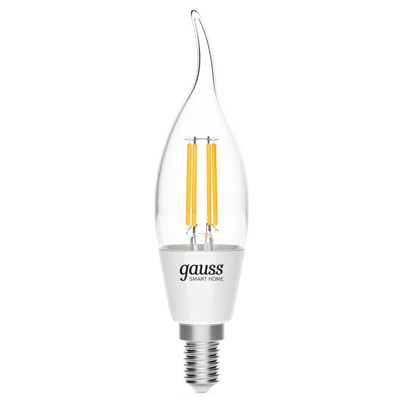 1280112, Умная светодиодная лампа Gauss IoT Smart Home E14, 495лм, свеча на ветру, тёплый белый/белый